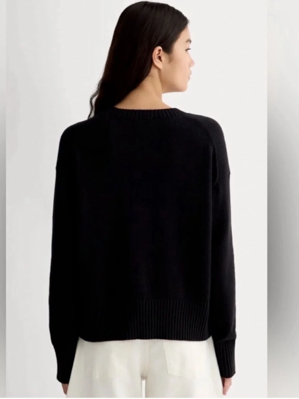 New Everlane The Organic Cotton Crew Sweater in Black Size XS